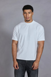 Men essential relaxed fit cotton t shirt white crew neck